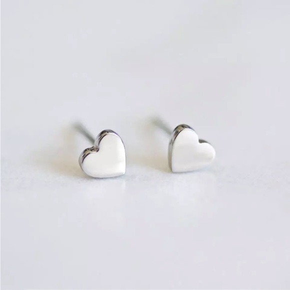 Stainless Steel Heart Stud Earrings - Picture 7 of 7